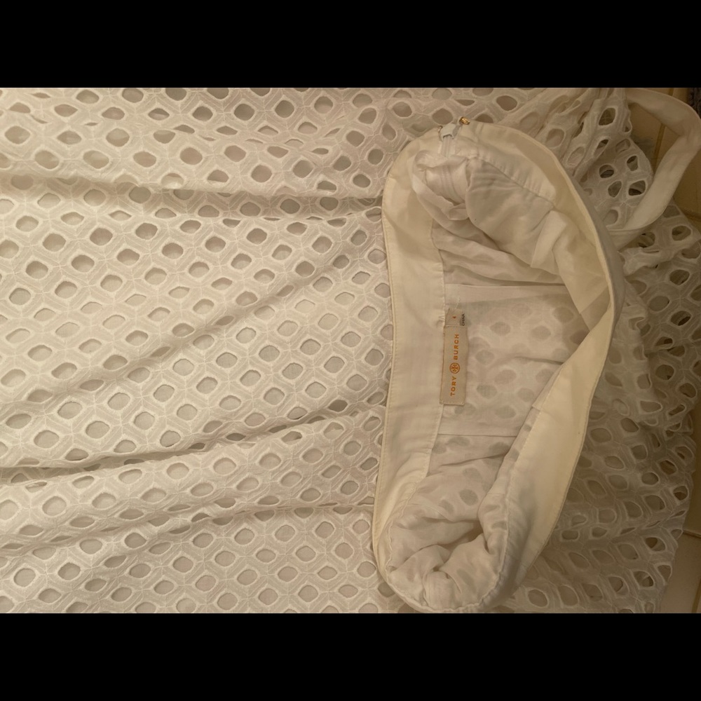 Tory Burch High Waisted White Hermosa Midi Eyelet Skirt - Picture 5 of 7